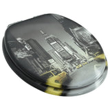 WC Toilet Seat with Soft Close Lid MDF New York Design - Top-Down View