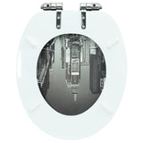 WC Toilet Seat with Soft Close Lid MDF New York Design - Close-Up Angle