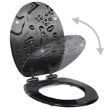 WC Toilet Seat with Soft Close Lid MDF Water Drop Design - Front View