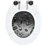 WC Toilet Seat with Soft Close Lid MDF Water Drop Design - 45-Degree Angle