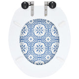 WC Toilet Seat with Soft Close Lid MDF Porcelain Design - 45-Degree Angle