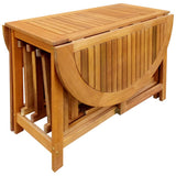 5 Piece Folding Outdoor Dining Set Solid Acacia Wood - 45-Degree Angle