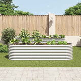 Garden Raised Bed 320x80x81 cm Galvanised Steel Silver - Side View