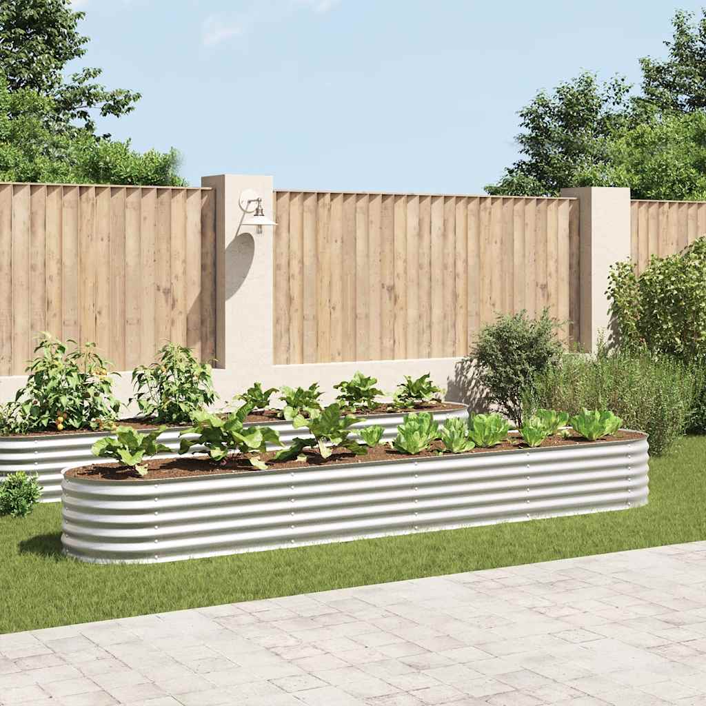 Garden Raised Bed 400x80x44 cm Galvanised Steel Silver
