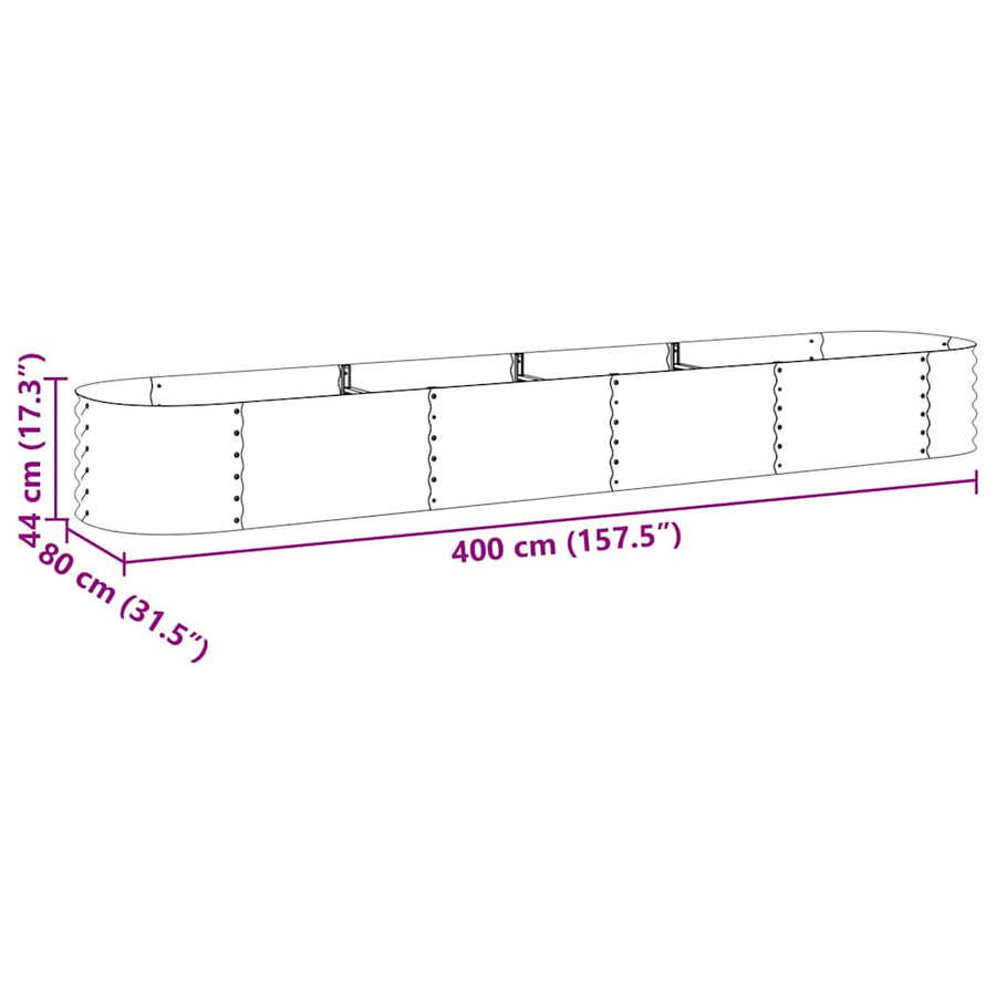 Garden Raised Bed 400x80x44 cm Galvanised Steel Silver