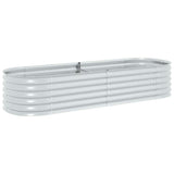 Garden Raised Bed 240x80x44 cm Galvanised Steel Silver - Front View