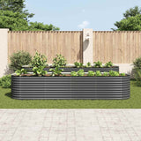 Garden Raised Bed 400x80x81 cm Galvanised Steel Grey - Side View