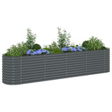 Garden Raised Bed 400x80x81 cm Galvanised Steel Grey - Top-Down View