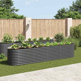 Garden Raised Bed 400x80x81 cm Galvanised Steel Grey