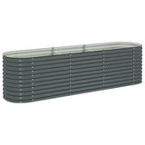 Garden Raised Bed 320x80x81 cm Galvanised Steel Grey - Front View
