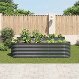 Garden Raised Bed 320x80x81 cm Galvanised Steel Grey - Side View