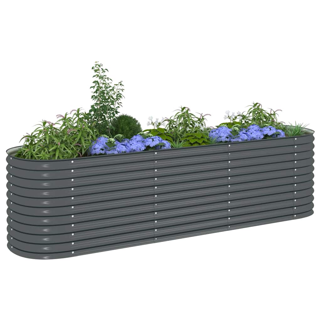Garden Raised Bed 320x80x81 cm Galvanised Steel Grey