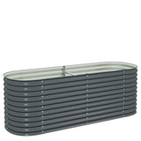 Garden Raised Bed 240x80x81 cm Galvanised Steel Grey - Front View