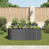Garden Raised Bed 240x80x81 cm Galvanised Steel Grey - Side View