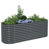 Garden Raised Bed 240x80x81 cm Galvanised Steel Grey - Top-Down View