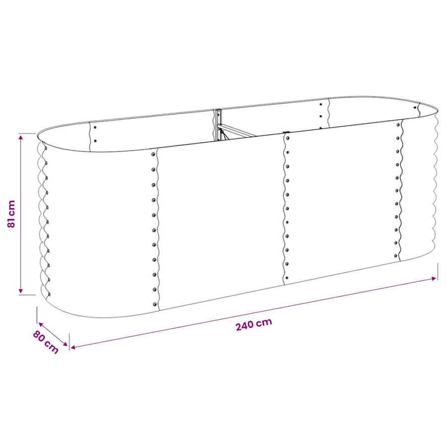 Garden Raised Bed 240x80x81 cm Galvanised Steel Grey