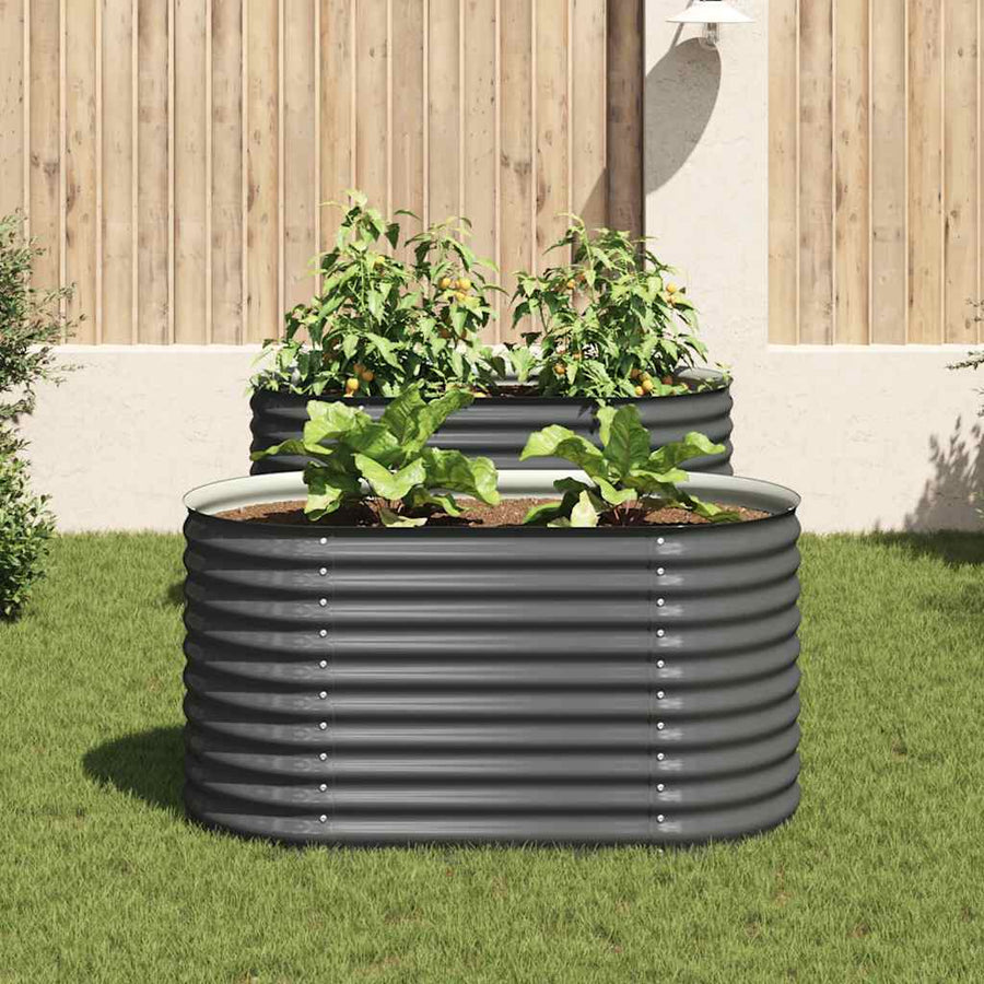 Garden Raised Bed 160x80x81 cm Galvanised Steel Grey