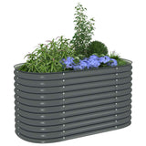 Garden Raised Bed 160x80x81 cm Galvanised Steel Grey - Top-Down View