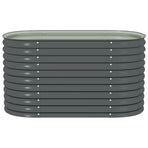 Garden Raised Bed 160x80x81 cm Galvanised Steel Grey