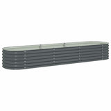 Garden Raised Bed 320x80x44 cm Galvanised Steel Grey - Front View