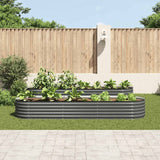 Garden Raised Bed 320x80x44 cm Galvanised Steel Grey - Side View