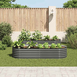 Garden Raised Bed 240x80x44 cm Galvanised Steel Grey - Side View