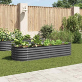 Garden Raised Bed 240x80x44 cm Galvanised Steel Grey