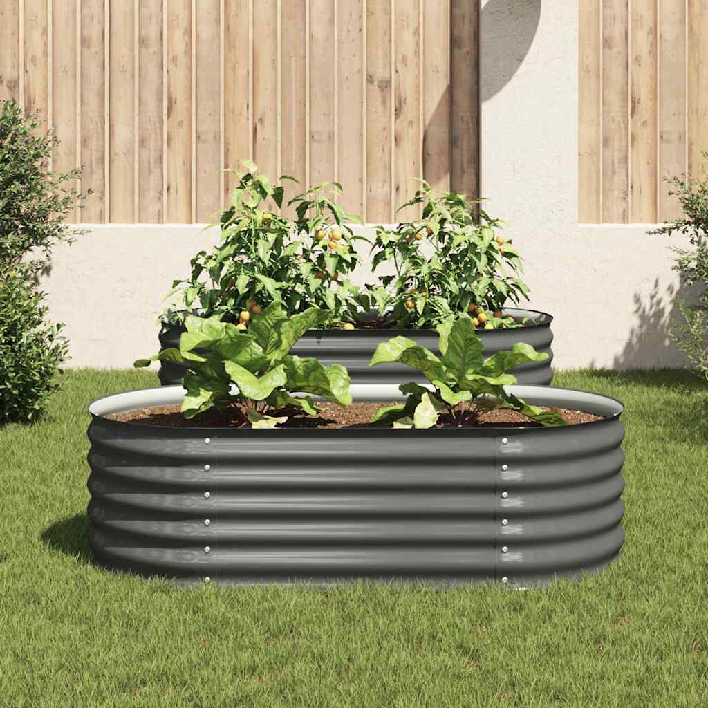 Garden Raised Bed 160x80x44 cm Galvanised Steel Grey
