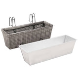 Balcony Raised Beds 2 pcs 50 cm Grey Poly Rattan - Rear View