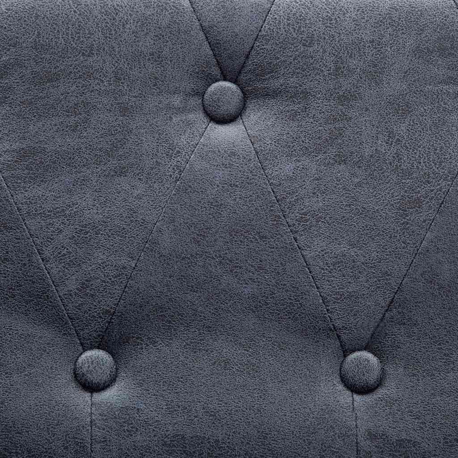 Chesterfield Sofa Set Artificial Suede Leather Grey