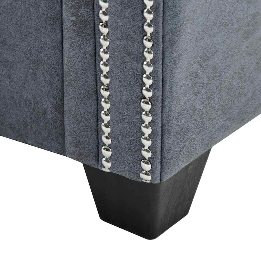 Chesterfield Sofa Set Artificial Suede Leather Grey