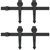 Sliding Door Hardware Kit 2x183 cm Steel Black - Front View