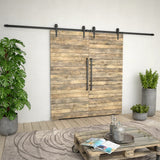 Sliding Door Hardware Kit 2x183 cm Steel Black - Side View