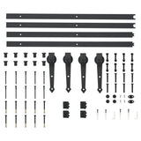 Sliding Door Hardware Kit 2x183 cm Steel Black