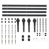 Sliding Door Hardware Kit 2x183 cm Steel Black - 45-Degree Angle