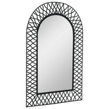 Garden Wall Mirror Arched 50x80 cm Black - Front View