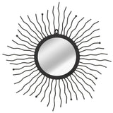 Garden Wall Mirror Sunburst 60 cm Black - Front View