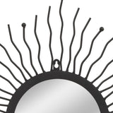 Garden Wall Mirror Sunburst 60 cm Black - Top-Down View