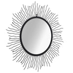 Garden Wall Mirror Sunburst 80 cm Black