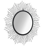 Garden Wall Mirror Sunburst 80 cm Black - Front View