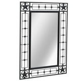 Garden Wall Mirror Rectangular 50x80 cm Black - Front View