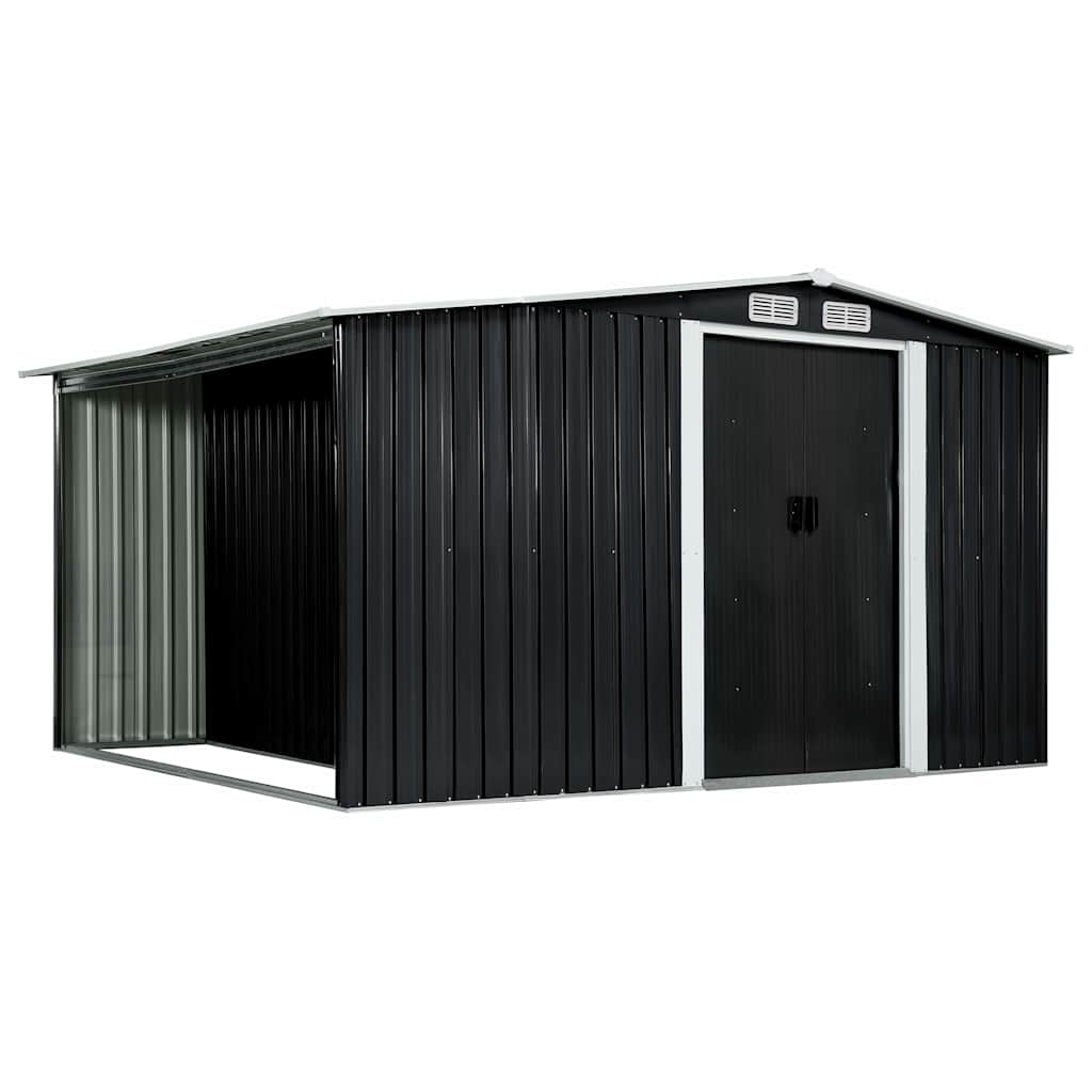 Garden Shed with Sliding Doors Anthracite 329.5x205x178 cm Steel