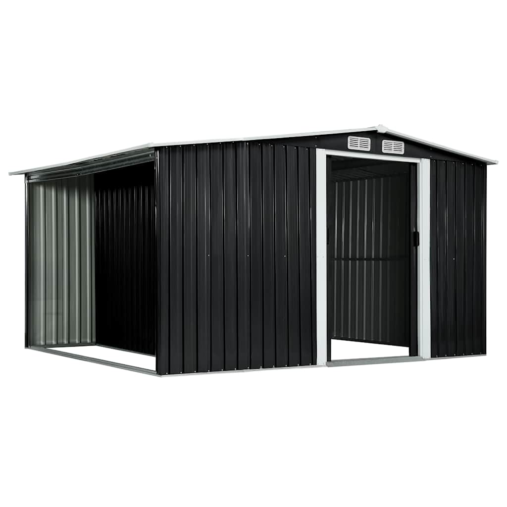 Garden Shed with Sliding Doors Anthracite 329.5x205x178 cm Steel