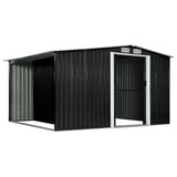 Garden Shed with Sliding Doors Anthracite 329.5x205x178 cm Steel - Side View