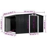 Garden Shed with Sliding Doors Anthracite 329.5x205x178 cm Steel