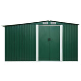 Garden Shed with Sliding Doors Green 329.5x205x178 cm Steel