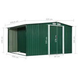 Garden Shed with Sliding Doors Green 329.5x205x178 cm Steel - Extra Image