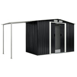 Garden Shed with Sliding Doors Anthracite 386x131x178 cm Steel - Front View