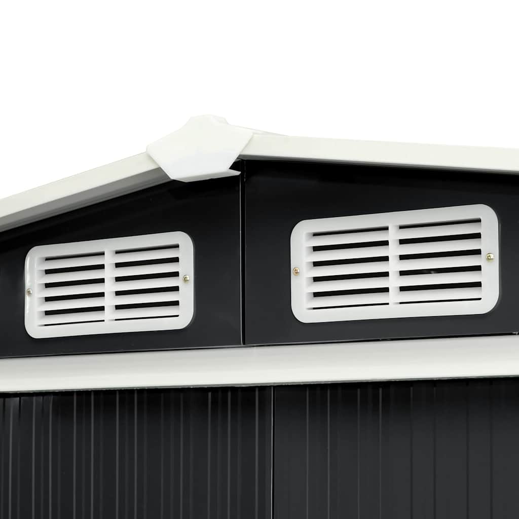 Garden Shed with Sliding Doors Anthracite 386x131x178 cm Steel