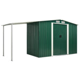 Garden Shed with Sliding Doors Green 386x131x178 cm Steel